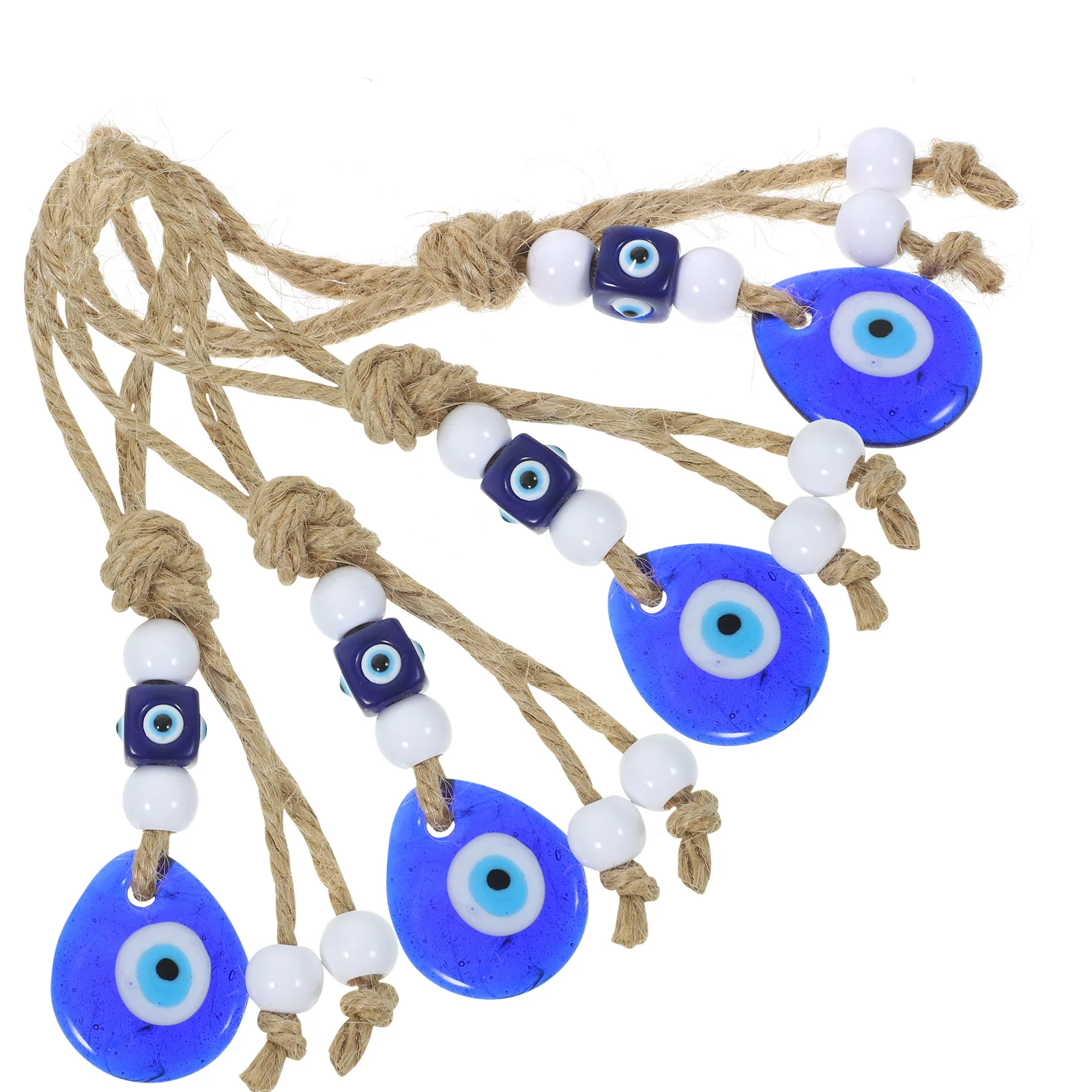 

4Pcs Evil Eye Hanging Ornament Glass Resin Turkish Charm Rope Car Wall Decor Blessing Decoration