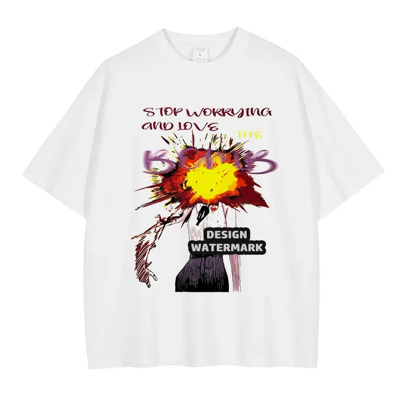 أنيمي Reze تي شيرت المتضخم الرجعية بالمنشار تي شيرت رجالي مانغا قوة تي شيرت ماكيما دينجي Pochita تي شيرت الرجال القطن #6