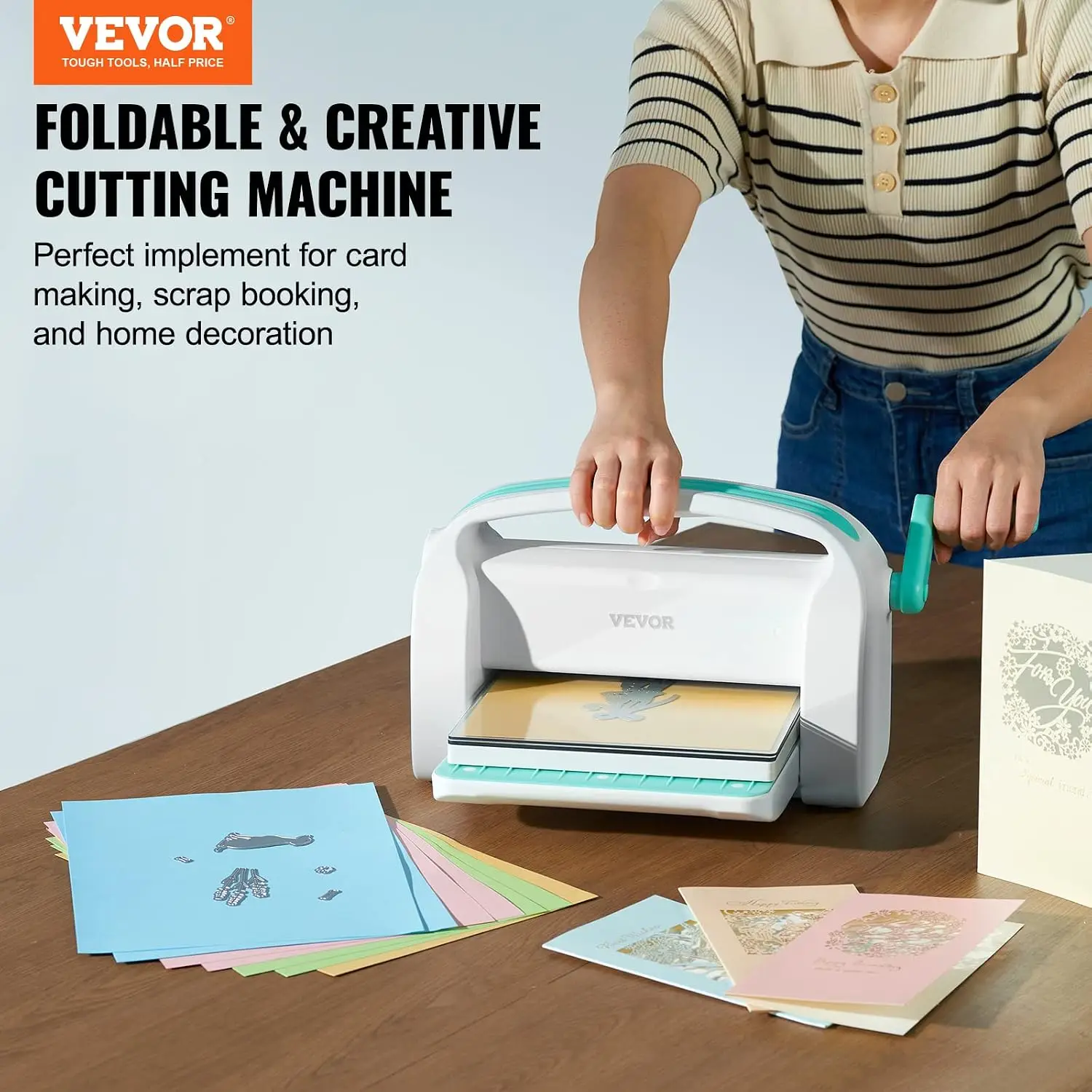 Die Cutting and Embossing Machine, 9-Inch (A4) Opening Size, Manual Scrapbooking Machine Starter Kit, Foldable Complete Set with