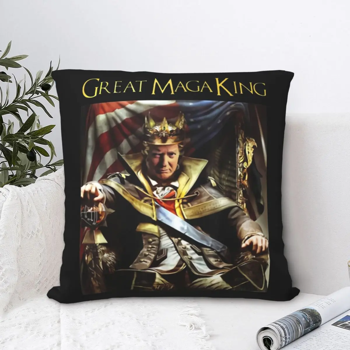 Funny Trump Ultra Maga King Pillowcase Polyester Cushion Cover Decoration Make America Great Again Throw Pillow Case Cover Home