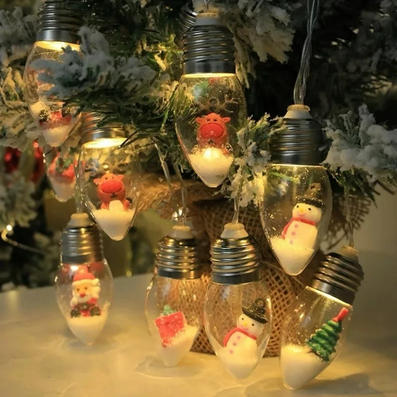 Guirxiété lumineuse LED Père Noël, arbre de Noël, poupées bonhomme de neige avec boîte à piles, USB, mini lampes solaires décoratives, lumières de cour