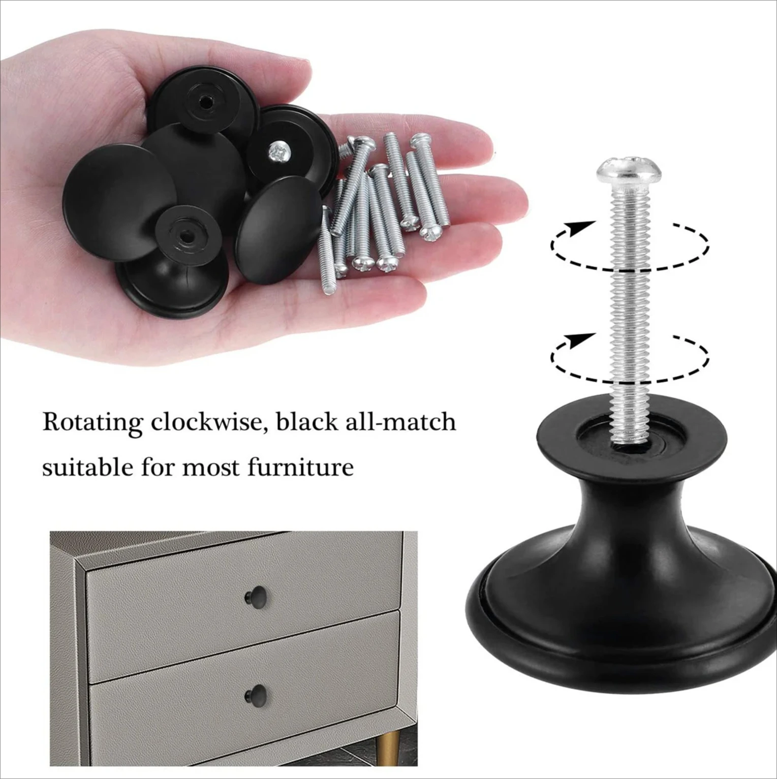 24PCS Modern Black Drawer Knobs, Minimalist Cabinet Handles with Screws for Kitchen Bedroom Furniture