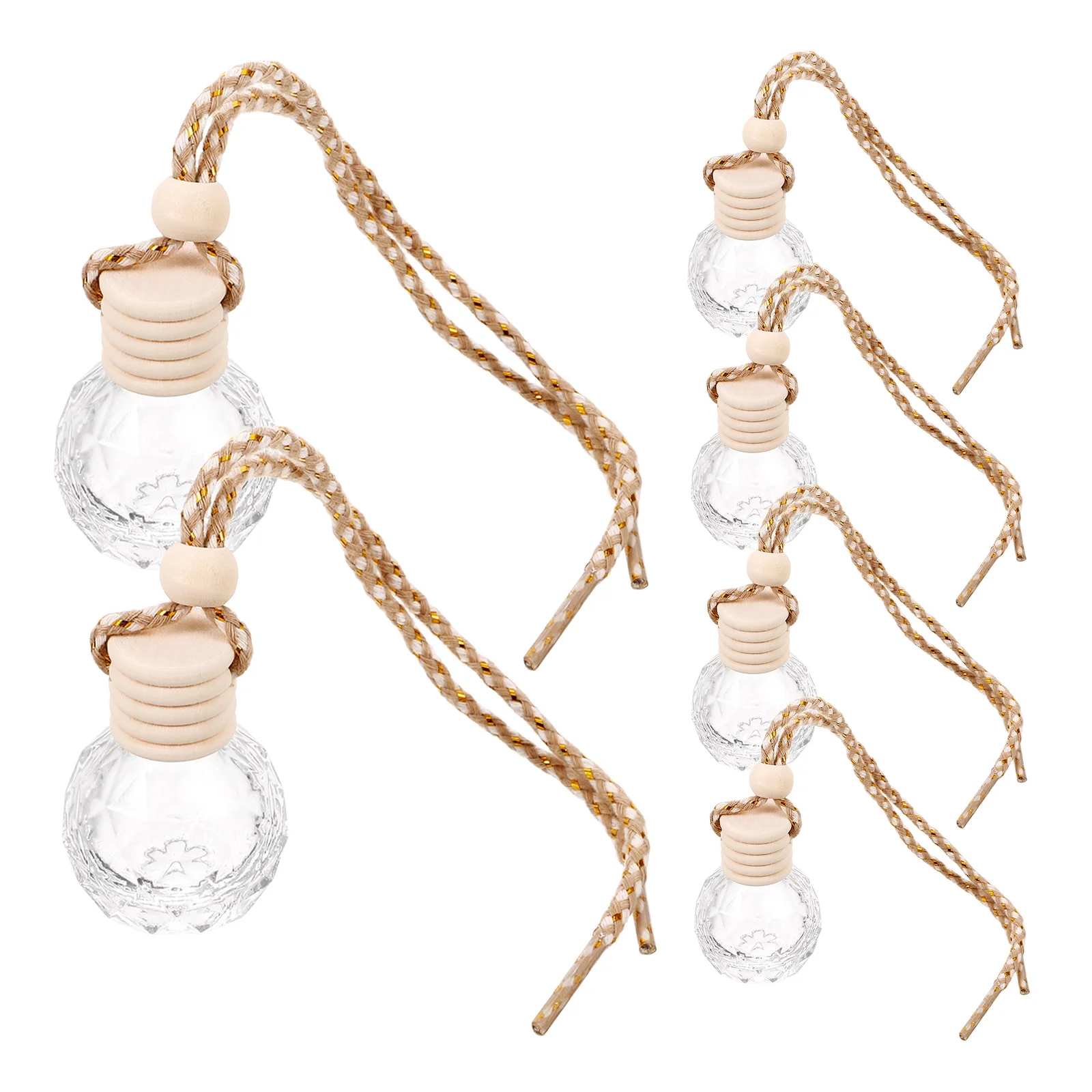 

6 Pcs Car Hanging Diffuser Bottle Perfume Empty Oil Pendant 10ML Stylish Design Refillable Aromatherapy Home Office Travel Car