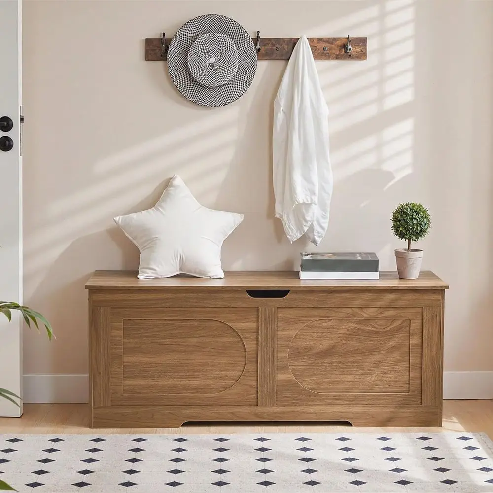 خزانة تخزين خشبية للمدخل باللون البني العسلي مع مقعد أحذية ومفصلتين #2