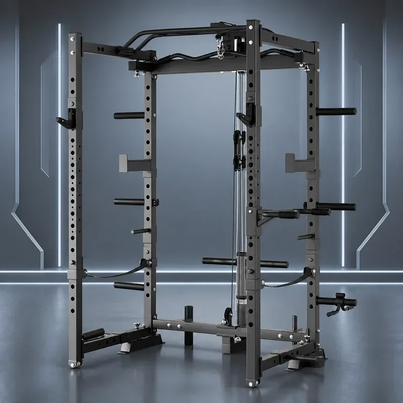 for Foldable Gantry Frame Household Squat Rack Free High Low Pull Bench Press Station Adjustable Weightlifting Equipment