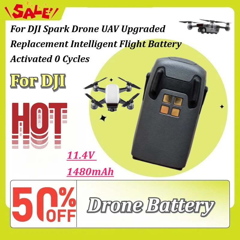 For DJI Spark Drone UAV Upgraded Replacement Intelligent Flight Battery 11.4V 1480mAh High Quality Activated 0 Cycles