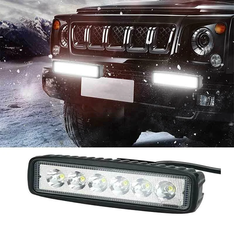 18W 6inch LED Work Light Bar Flood Lamp Offroad Driving Fog 4WD UTE SUV Truck