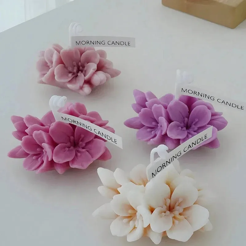 Aromatherapy Candle Silicone Mold 3D Peach Flower Shape Soap Silicone Mould DIY Candle Cup Soap Mould Cake Decoration Supplies