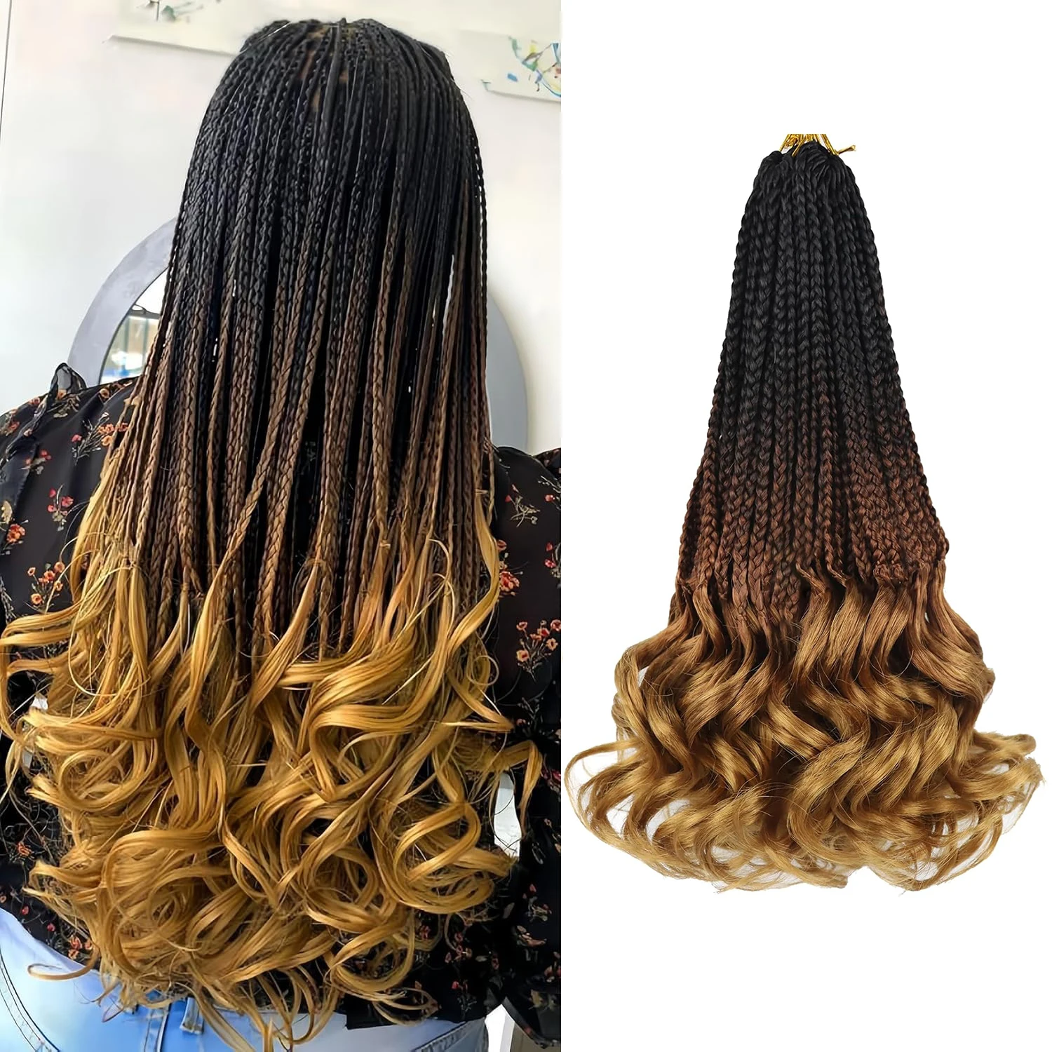 Crochet Hair French Curl Braiding Hair Crochet Braids with Curly Ends  Pre Looped Goddess Box Braids Crochet Hair Synthetic