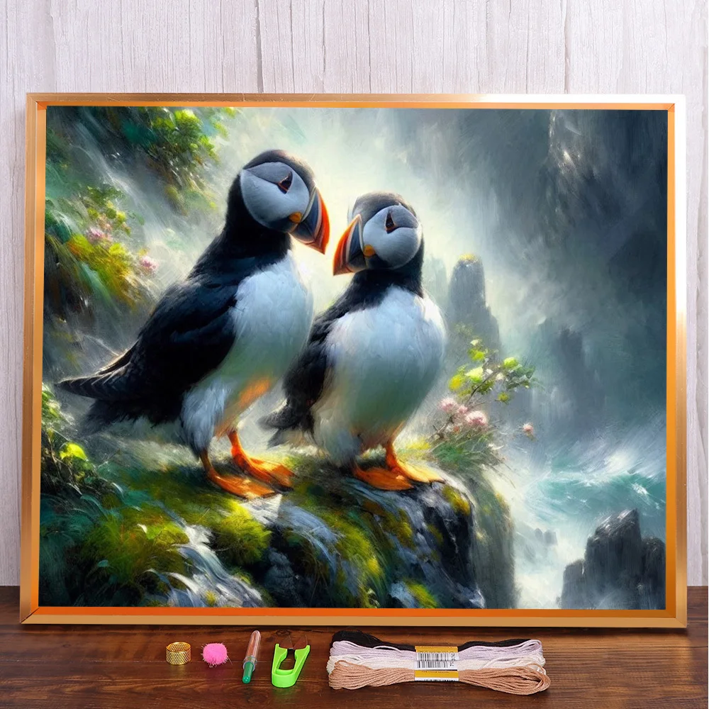 

Bird Puffin Printed 11CT Cross-Stitch Set Embroidery DMC Threads Handmade Handicraft Knitting Painting Wholesale Jewelry Counted