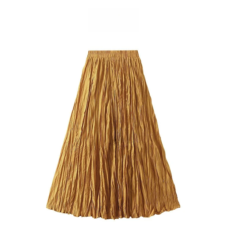 

Ele iny плиссированная юбка трапециевидной формы, женская весенне-осенняя новинка, большая распашная утягивающая юбка-миди со складками 0323