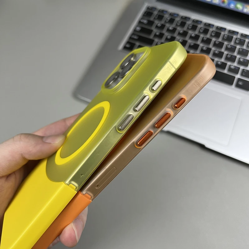 Ultrathin Frosted Hit Color 2 in 1 for MagSafe Phone Case for iPhone 16 17 15pro max 15 14 Pro 13 12 Wireless Charging Cover