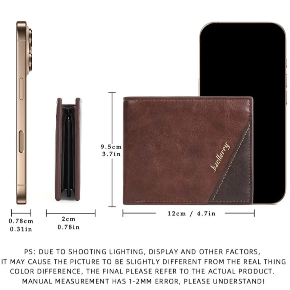 2025 محفظة جديدة للرجال لينة بولي Leather جلد ذكر قصير بسيط ضوء المال كليب Vintage محفظة الأعمال للطلاب الشباب حامل بطاقة الهوية