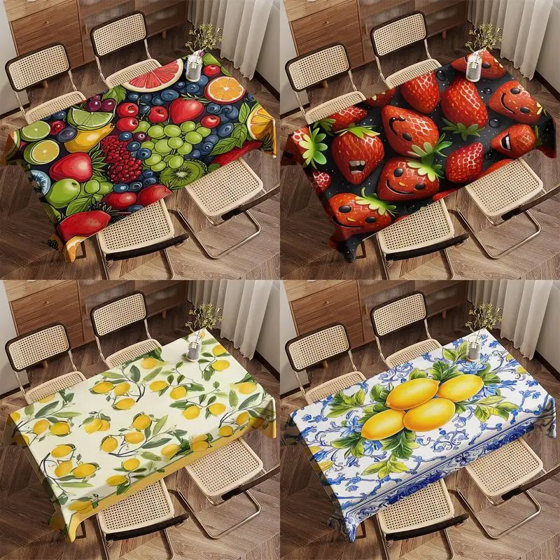 Fruit-Patterned Tablecloth Restaurant Kitchen Tablecloth Living Room Home Decoration Rectangular Party Decoration