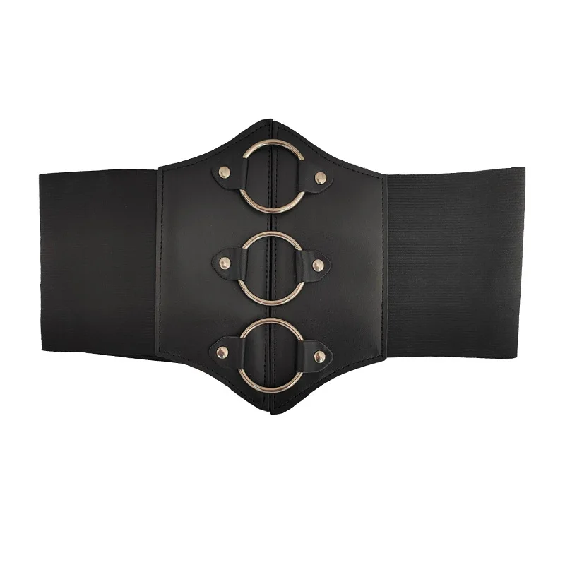 Vintage Women Corset Wide Belts for Dresses Shirt Waist Bustier Waistband Corset Pu Leather Slimming Body Girdle Gothic