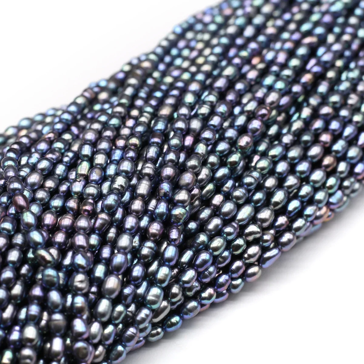 Natural Freshwater Pearl Beaded AAA 3-4mm Black Rice Shape Punch Loose Beads for Make Jewelry DIY Bracelet Necklace Accessories