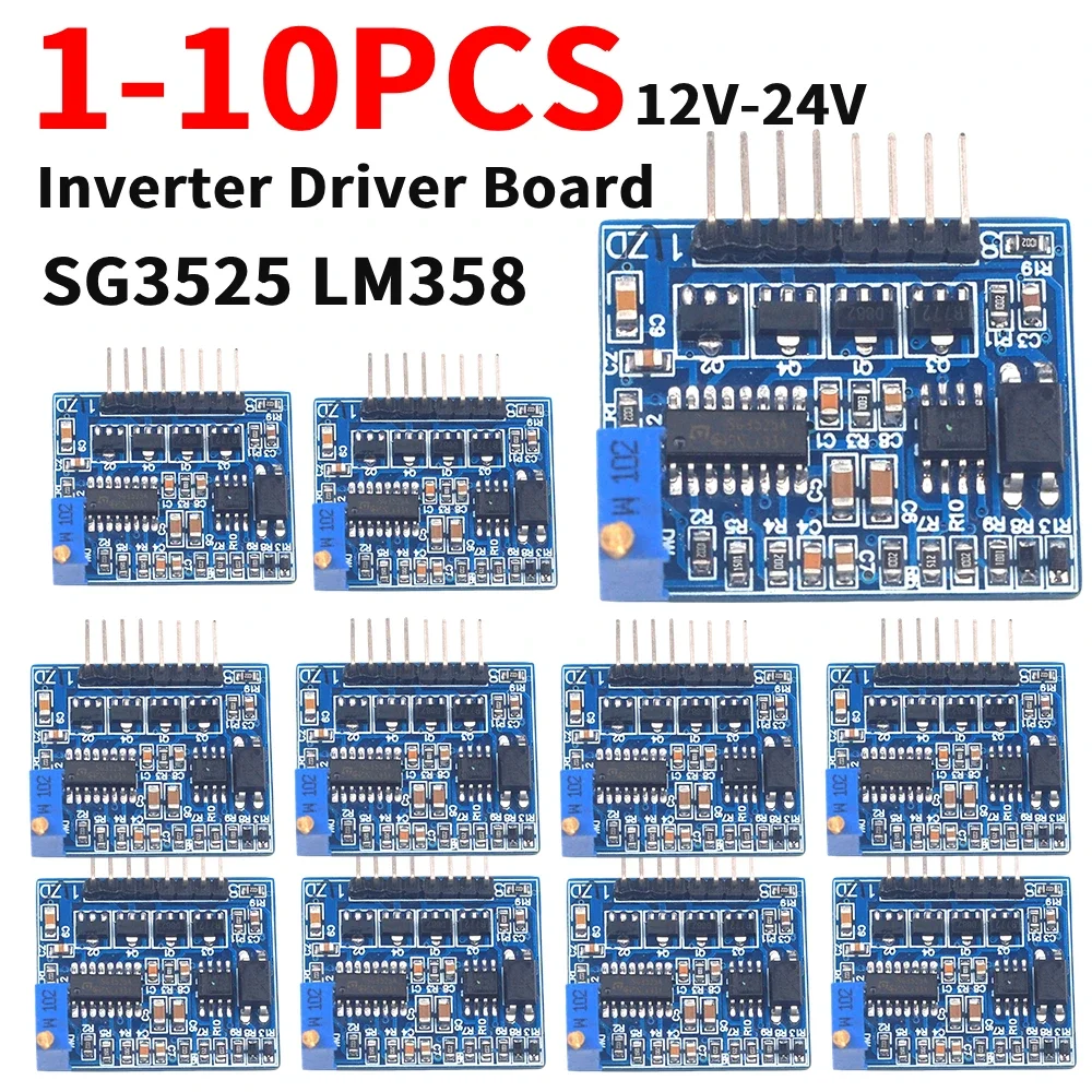 1-10PCS SG3525 LM358 Inverter Driver Board 12V-24V Mixer Preamp Drive Module High-Frequency Adjustable 1A Inverter Driver Panel