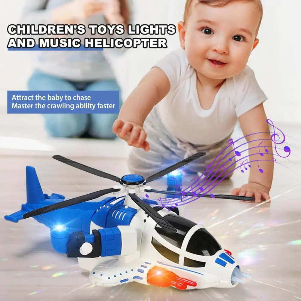 Kids Electric Helicopter Toy with Music Light Intelligent Obstacle Avoidance Rotatable Copter Toy Airplane Figurine Toddlers