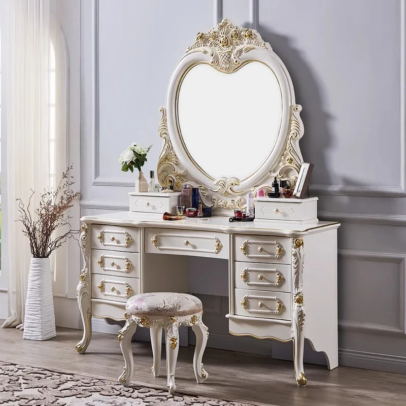 

Modern White Dressing Table European Simple Clothing Mirror Dressing Table Seat Clearance Postazione Makeup Furniture Bedroom