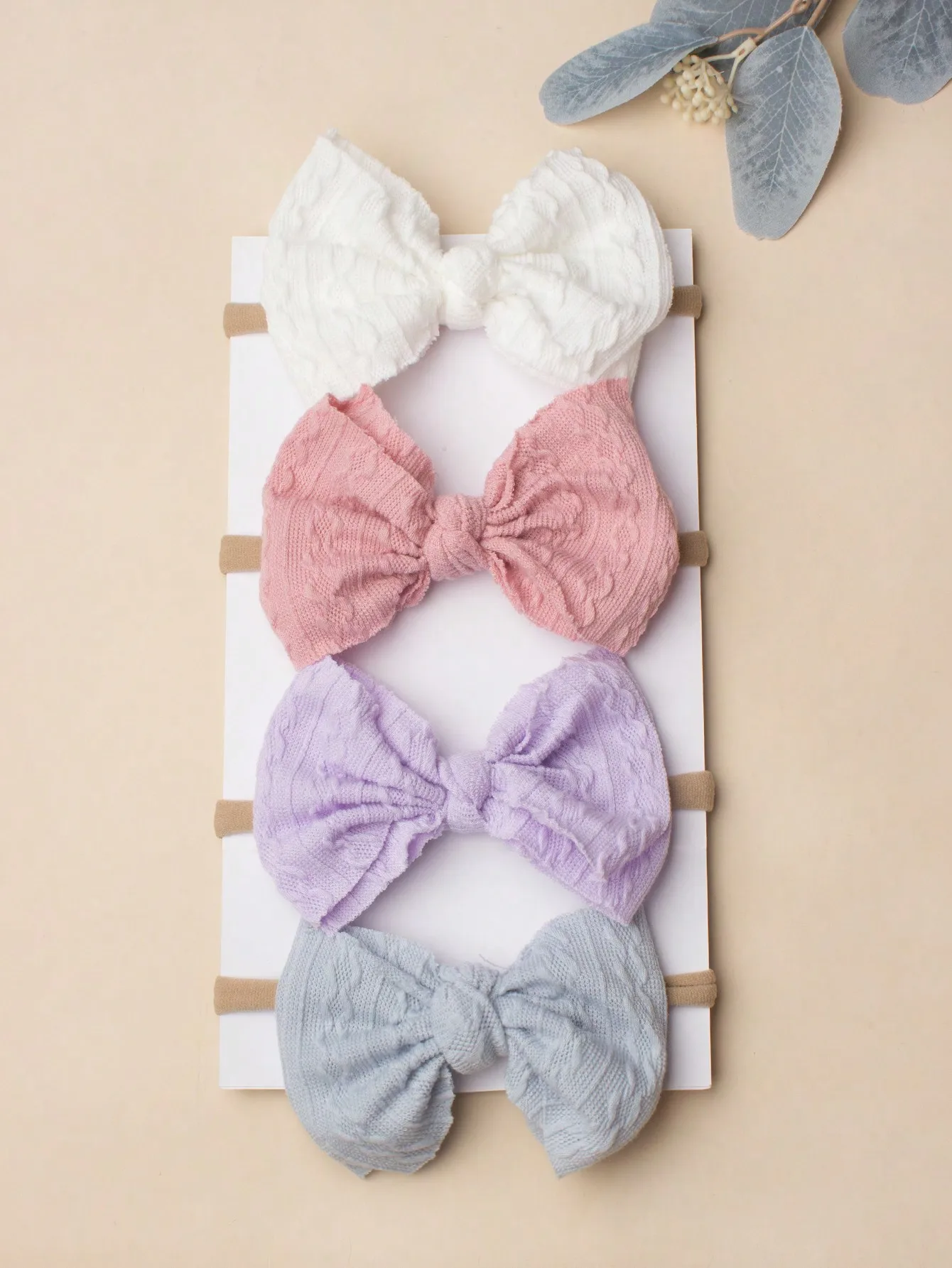 

4pcs Embossed Bow Kids Hair Ties |soft hair accessories cute fashion colorful children headwear