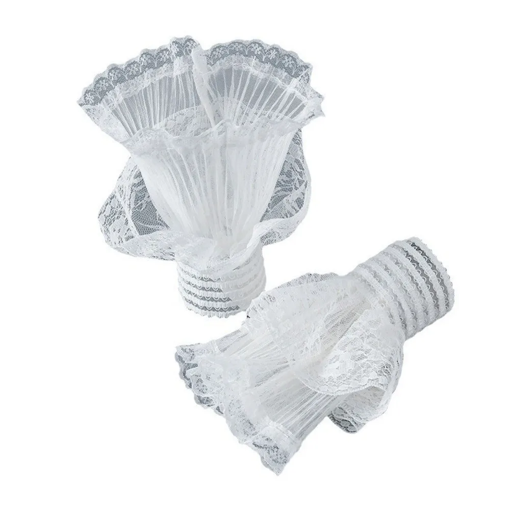 

Модные двухслойные кружевные манжеты с рюшами, декоративные белые кружевные накладные рукава, съемные нарукавники для женщин