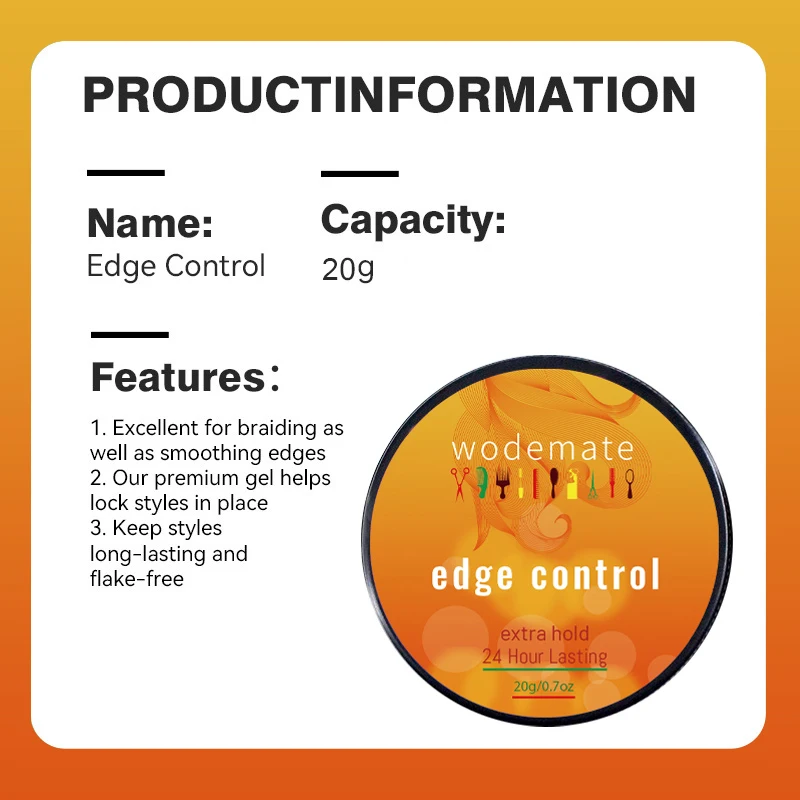 20/60G żel do kontroli krawędzi włosów przenośny dodatkowy Hold Edge Stay wodoodporny mocny woskowany kremowy nietłusty peruka akcesoria