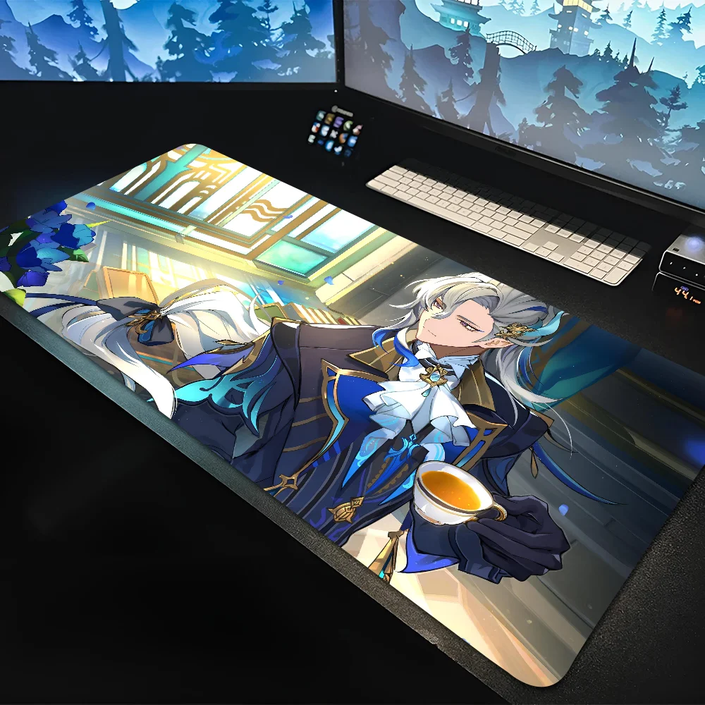 

N-Neuvillette Genshin Impact Non-slip Mouse Pad Suitable For Office Computers Laptops E-sports Game Desk Mats XXL Keyboard