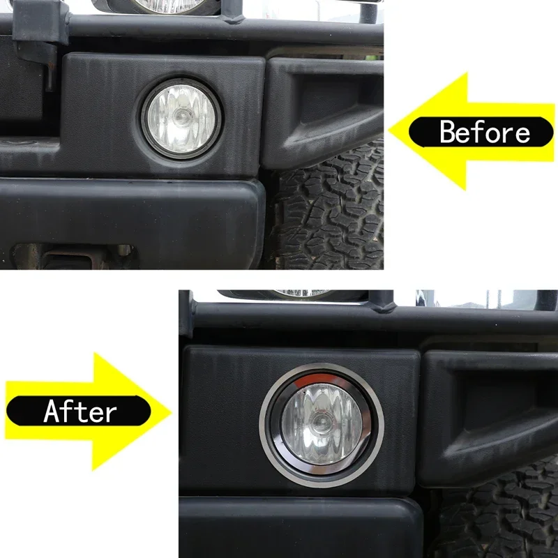 For Hummer H2 2003-2009 Stainless Steel Silver Car Front Fog Light Decorative Frame Sticker Car Protection Accessories