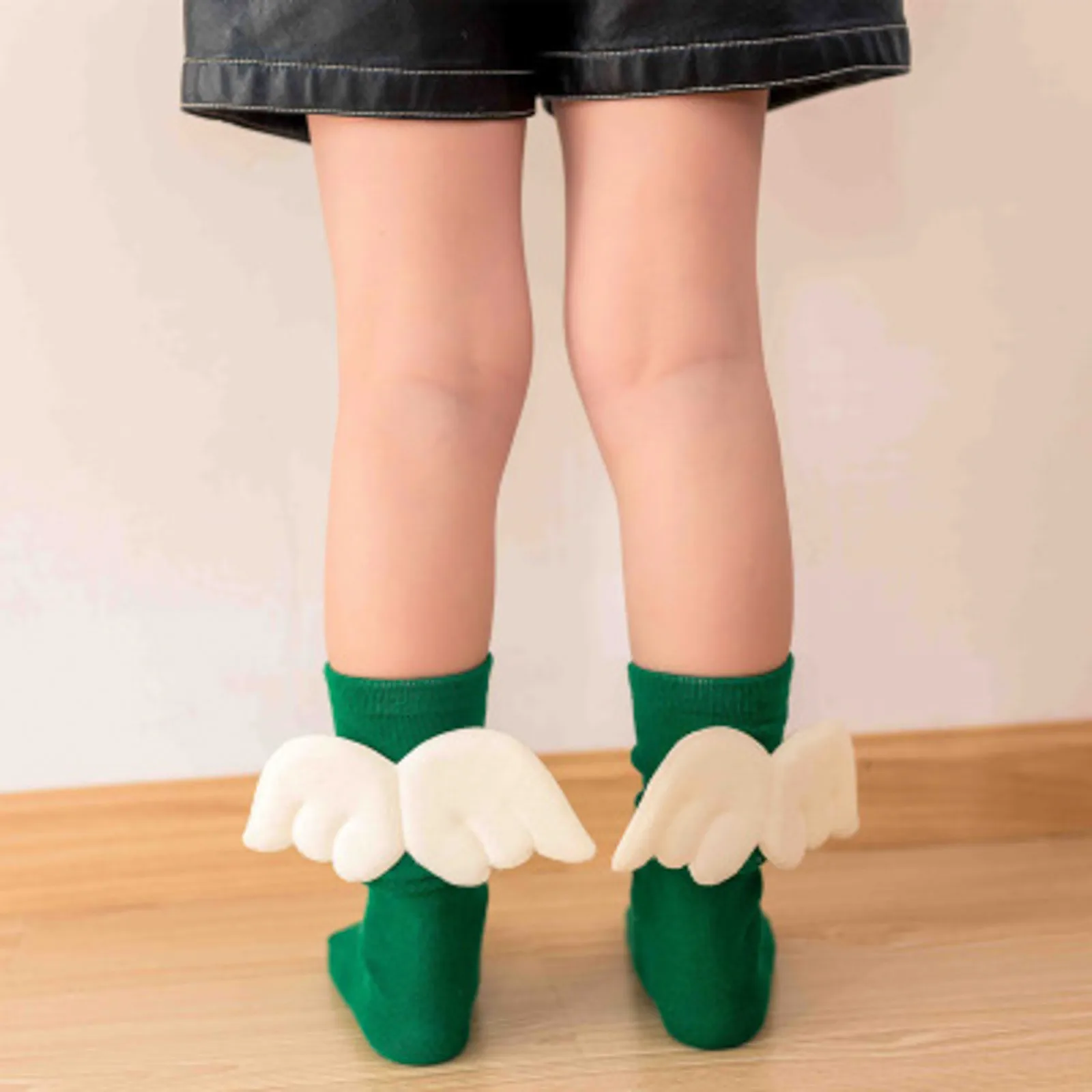 

Autumn Children's Candy-colored Wild Wings Big Kids Sock Baby Solid Color Cotton Straight Fashion Socks Baby Knee High Wing Sock