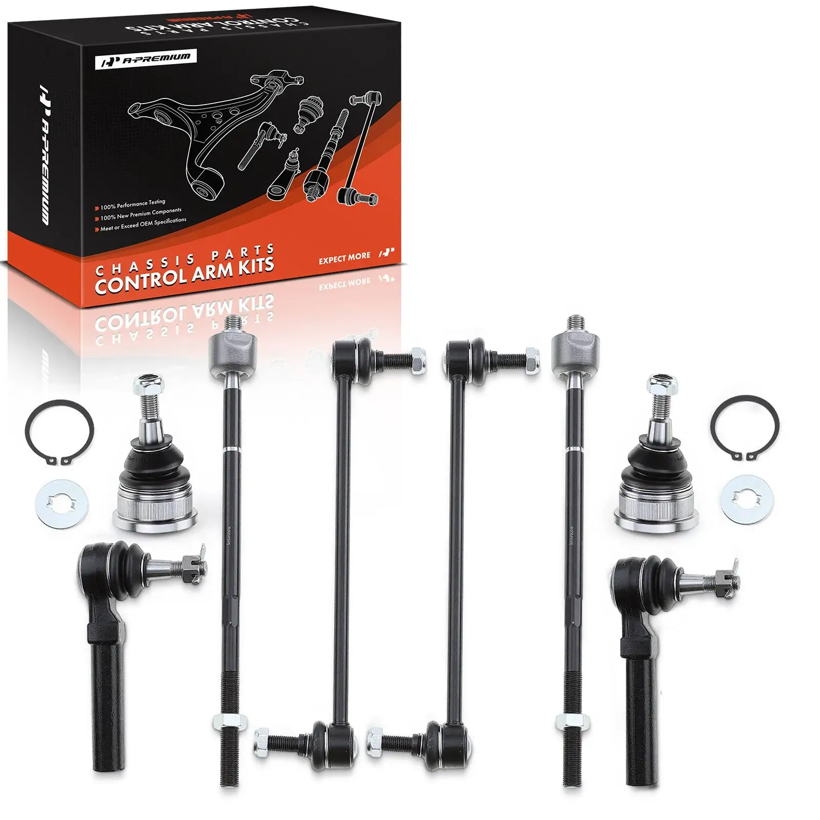 A-Premium 8x Front Stabilizer Bar Link Tie Rod End with Ball Joint for Dodge Grand Caravan 2008-2010 Chrysler Town & Country