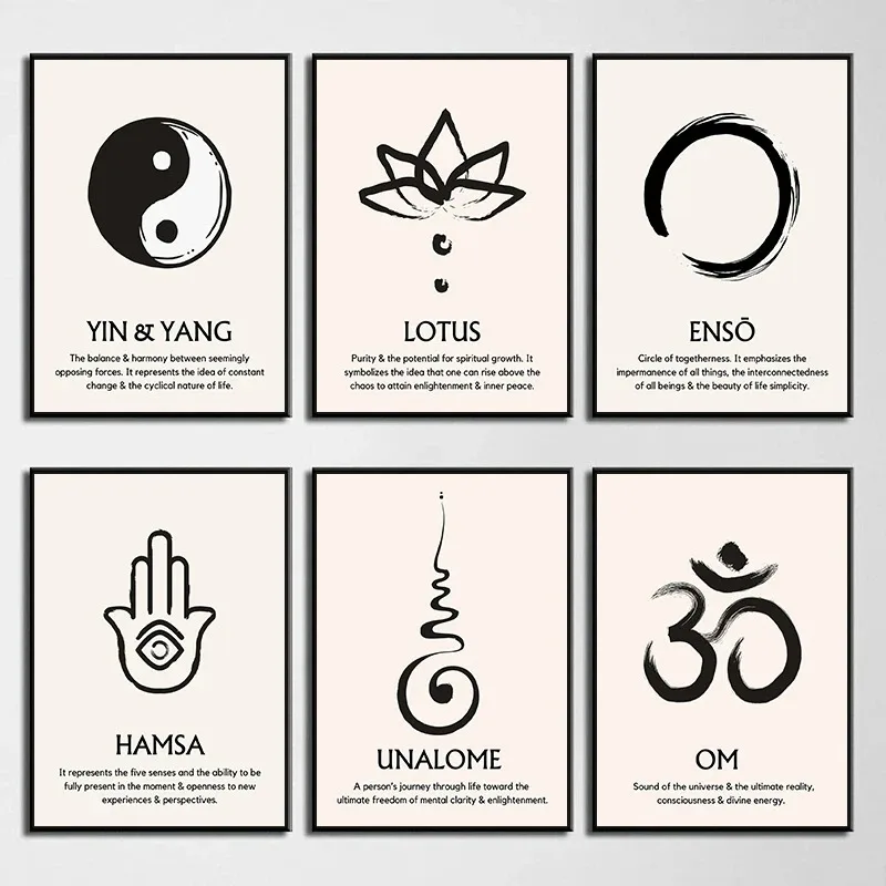 1pc frameless Canvas Painting Abstract Lotus Zen Symbols Meditation Spiritual Posters and Prints Canvas Painting Wall Art Pic