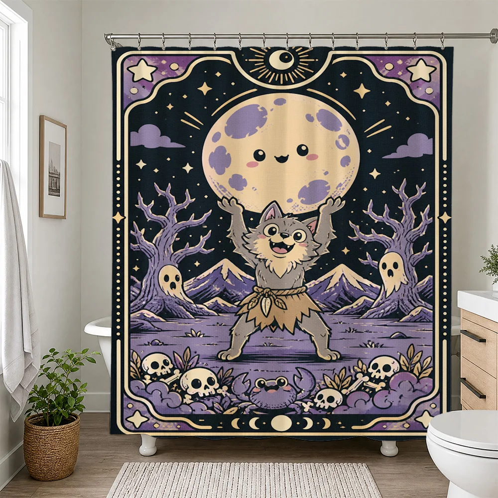 Shower Curtain Liner - Mystical Cosmic Moon Space Shower Curtain