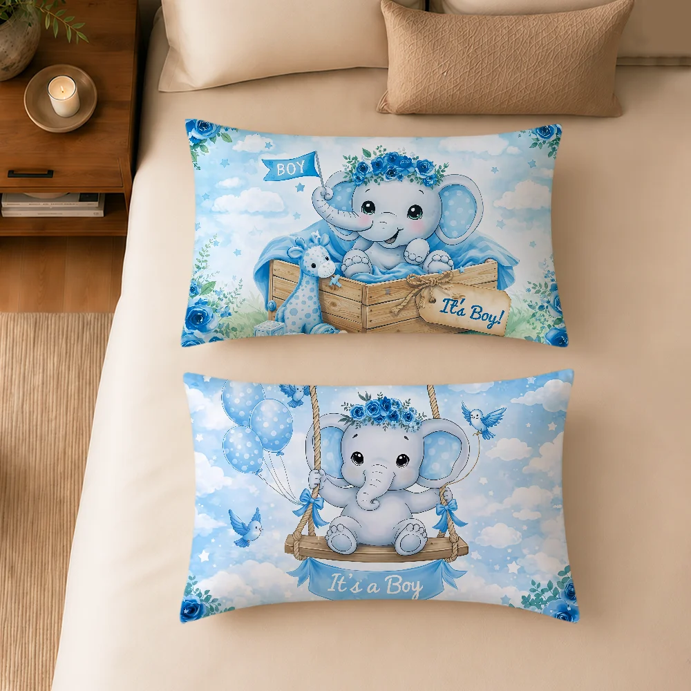 Baby Shower Boy Elephant Pacifier Cushion Cover Soft Rectangle Home Sofa Living Room Decor Dorm Bedside Hogar Pillowcase Gift