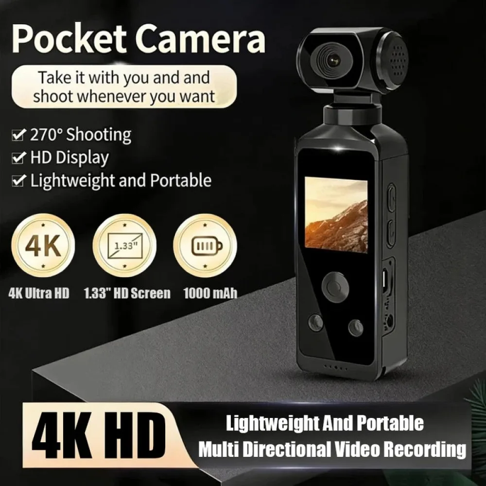 

4K Ultra HD Waterproof Action Camera 270° Rotatable Wifi Cam Handheld with Waterproof Case Vlog Bicycle Portable Sport Camcorder