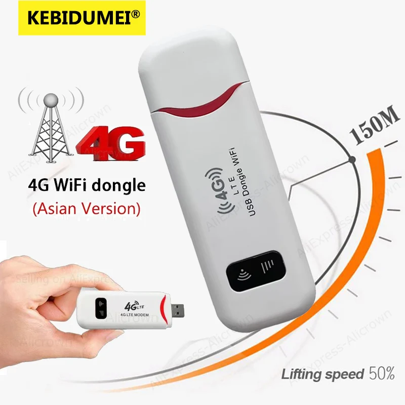 

KEBIDUMEI 4G LTE Wireless USB Dongle Mobile Broadband 150Mbps Modem Stick 4G Sim Card Wireless Router Home Office WiFi Adapter