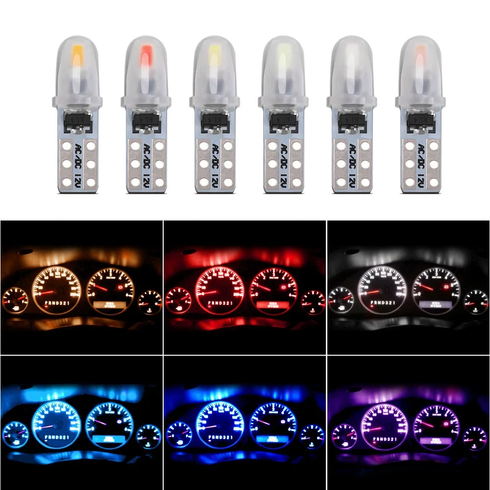 Luces LED para salpicadero de coche, luz Interior, cuña lateral automática, bombillas de lámpara de calibre, blanco, rojo, azul, T5, 3014, 2SMD,