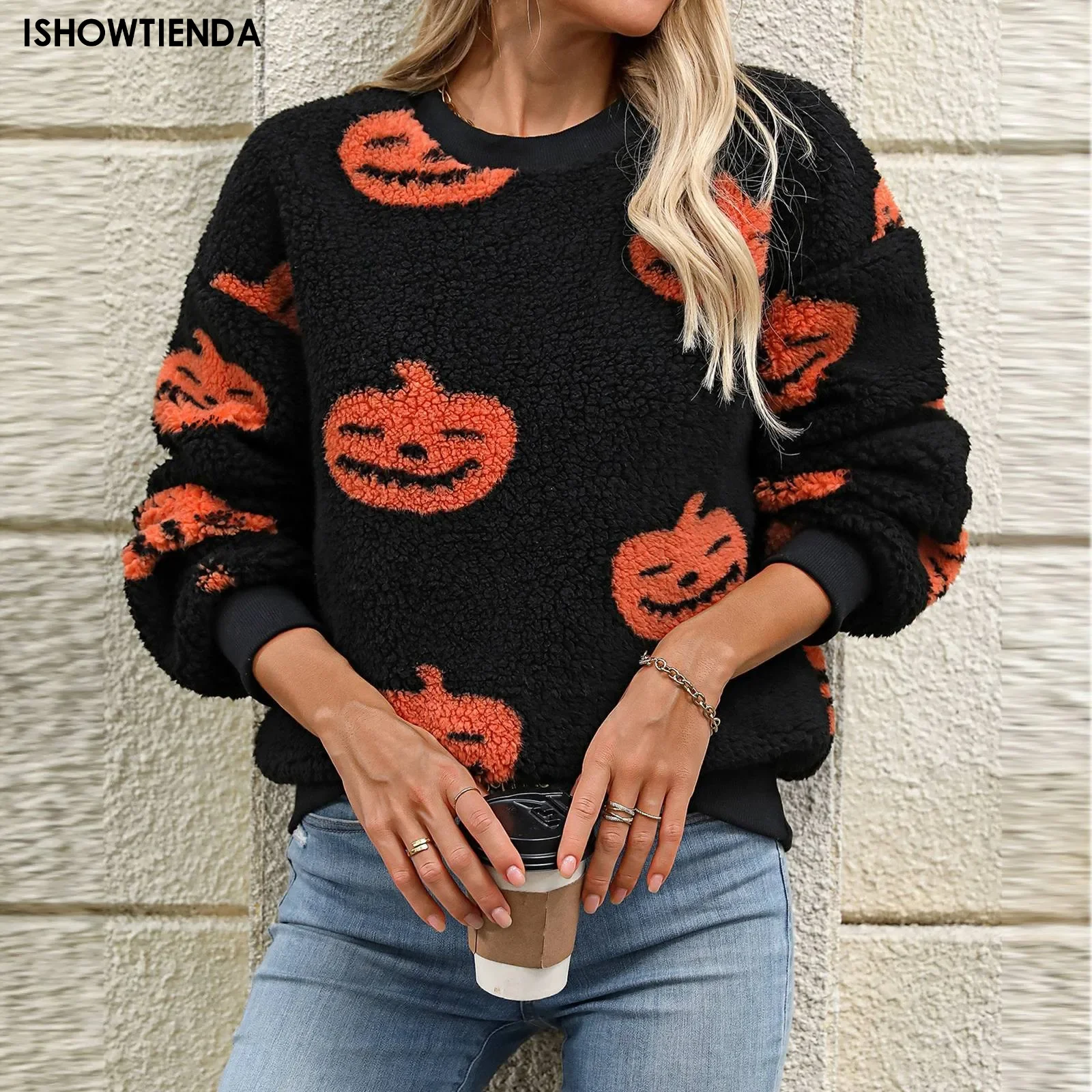 Autumn Winter Knitted Sweater Halloween Skull Graphic Knitwear Retro Vintage 90s Long Sleeve Women's Pullover Top Y2k Clothes