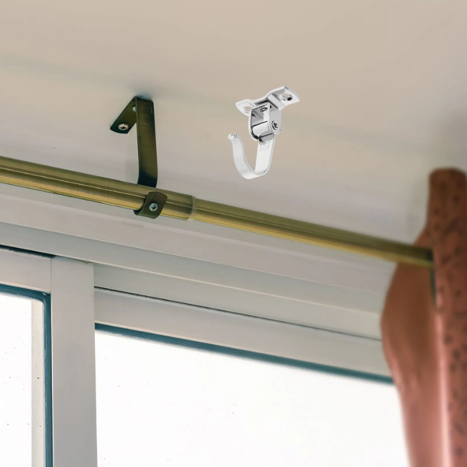 2Pcs Stainless Steel Ceiling Hook Versatile Heavy Duty Rotating Mount Bracket for Outdoor Indoor Ceiling Wall Hanging Plants