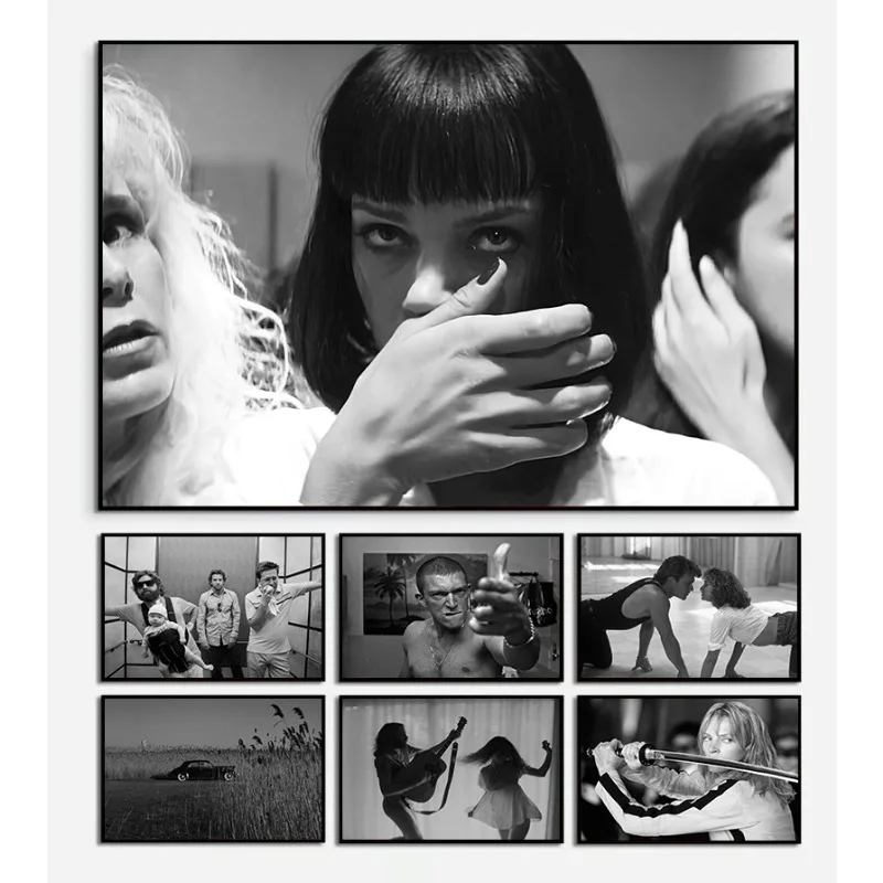 Schwarz-Weiß Ikonische Filmszenen Dirty Dancing Pulp Fiction Fotografie Poster Leinwanddruck Wandkunst Bilder Heimdekoration