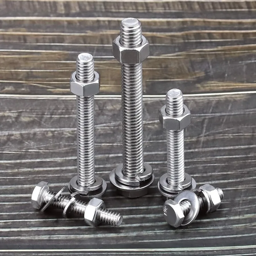 1 420 x 1 2 "10 set di bulloni esagonali in acciaio inossidabile viti con dadi piatto Washe Lock Washe 304 SS 188 esagonale completamente filettatura macchina