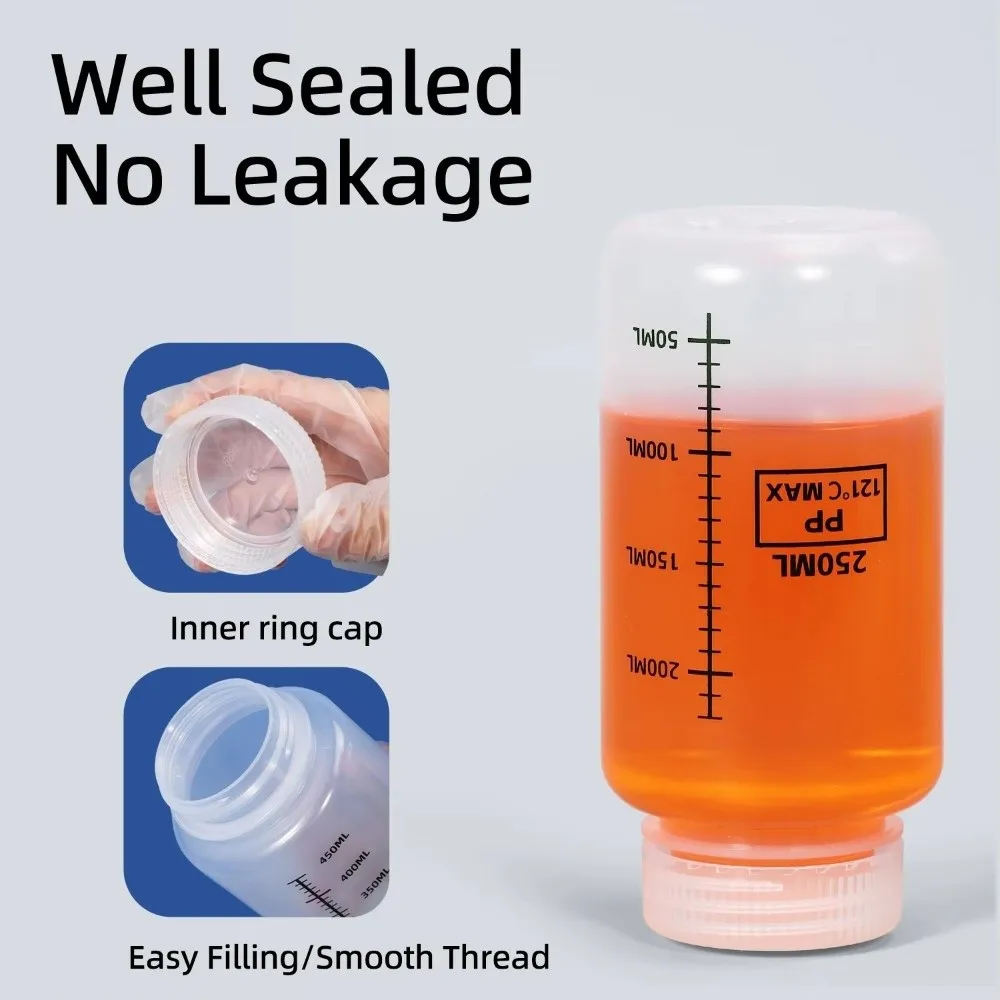 Multiple Capacities Wide Mouth Reagent Bottle 30-1000ml Classrooms Laboratory Bottle Home Packaging Bottle Transparent