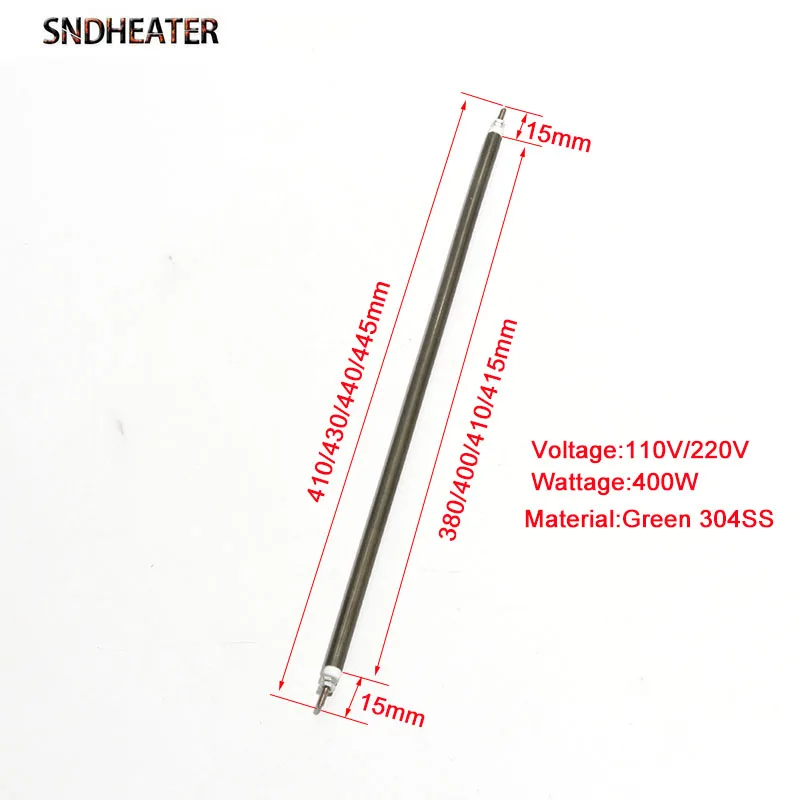 SNDHEATER 110V/220V Oven Heating Element 6.6mm*410/430/440/445mm Green 304SS Hot Air Heating Resistance 400W 2pcs/lot