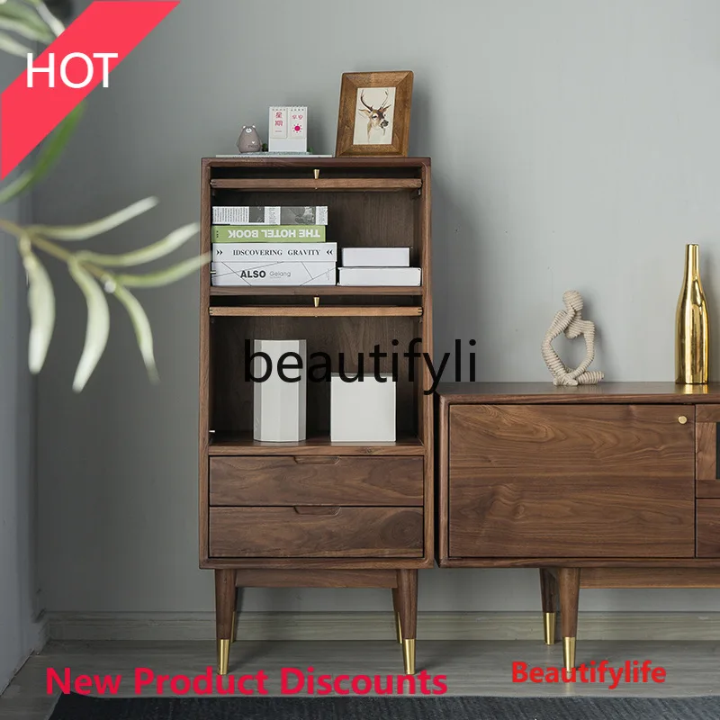 

2344 Nordic Japanese style, living room storage, black walnut glass, side cabinets, cherry wood lockers