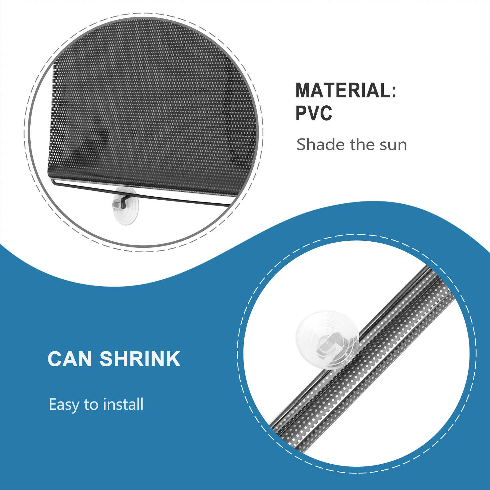 

Black Mesh Dot Balcony Suction Cup Sunshade Blackout Curtain Temporary Portable Lightweight Door Window Blinds Sun Protection