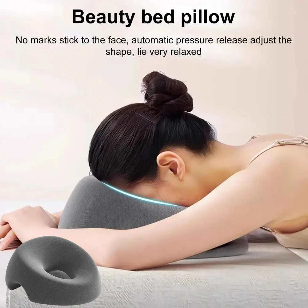 

1pc Soft O-Shaped Facial Massage Pillow Polyurethane Filling Removable Washable Cover Neck Shoulder Back Relief for Home Salon