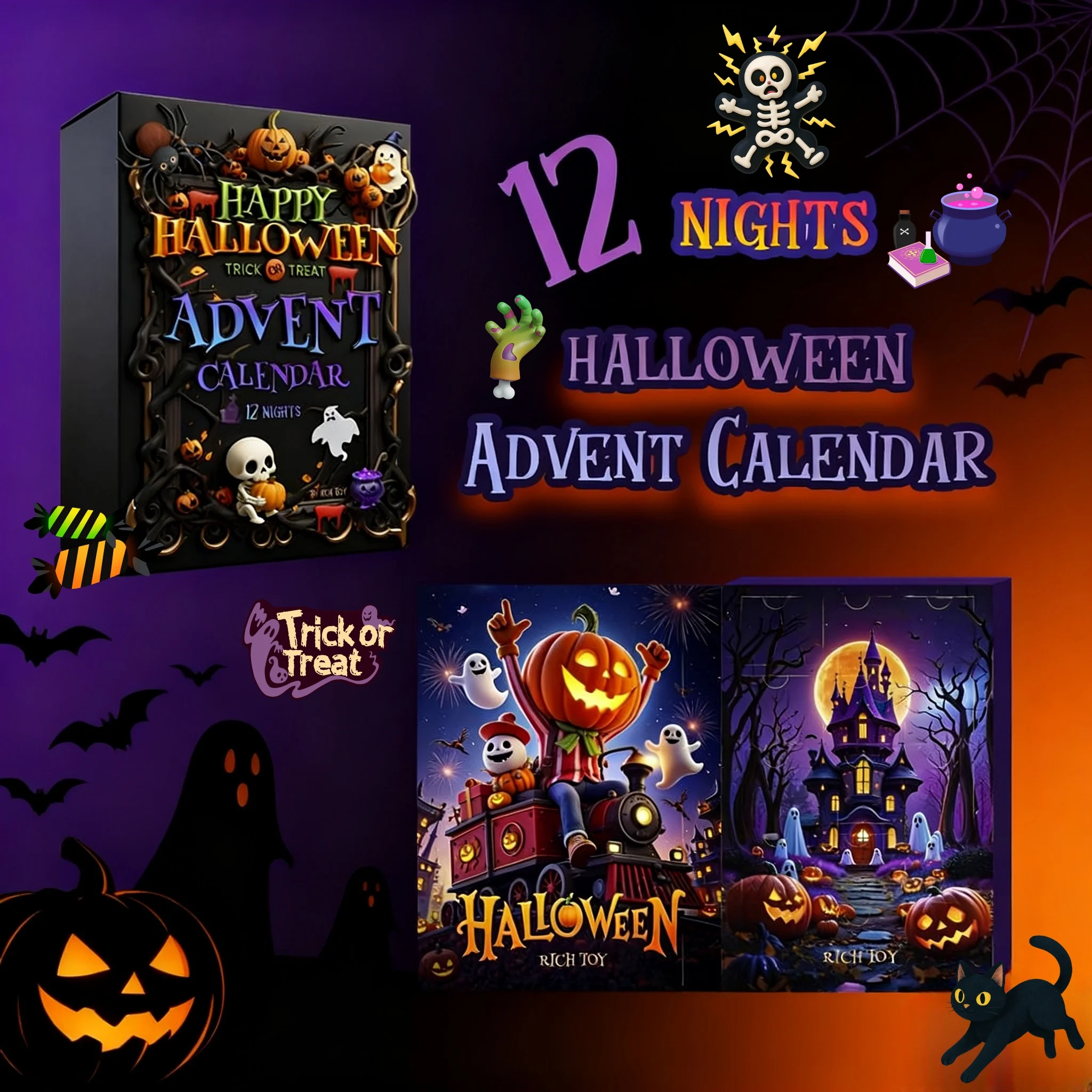 2025 تقويم القدوم للهالوين صندوق أعمى لعبة تقويم العد التنازلي للهالوين هدية مفاجئة للأطفال #2