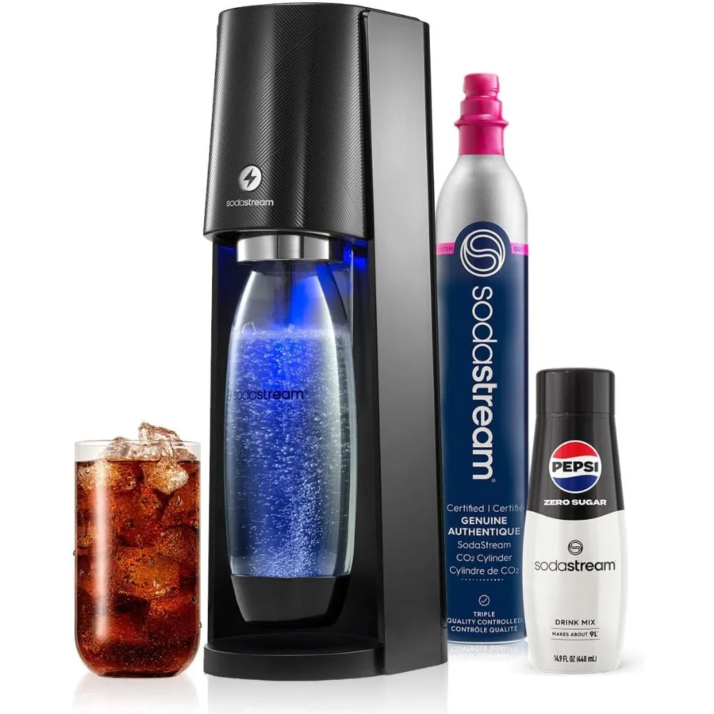 

Sparkling Water Maker (Black) with CO2, Carbonating Bottle, and Pepsi® Zero Sugar Mix，Black