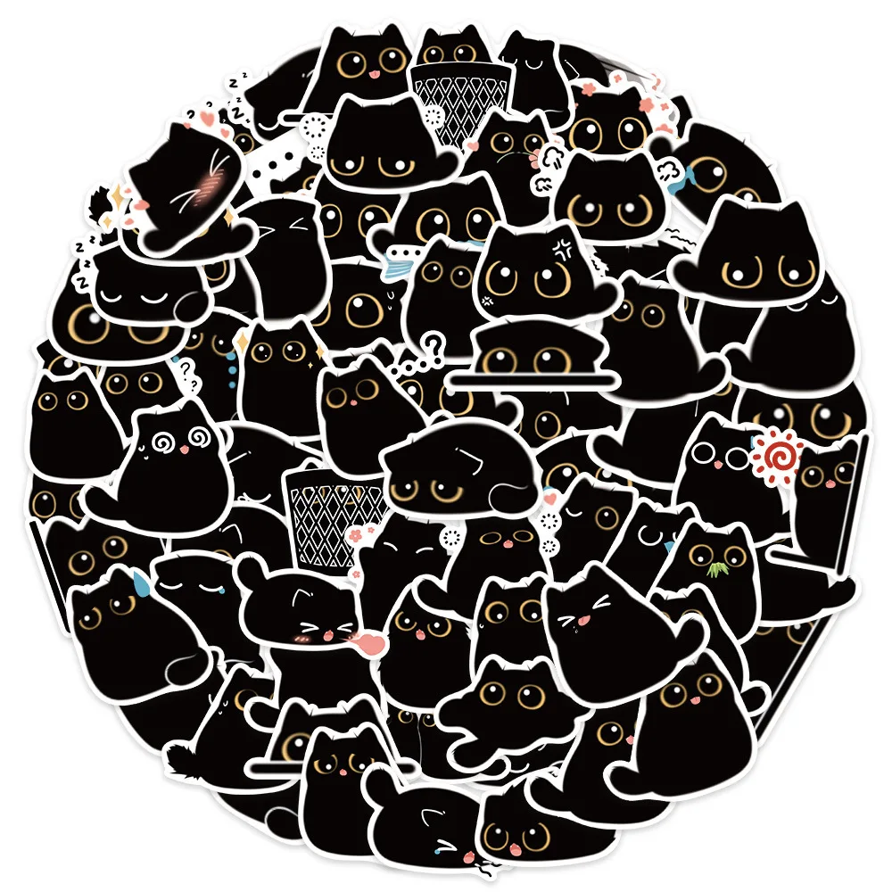 40Pcs/Set Black Cat Cute Kawaii Stickers Vintage For DIY Phone Case Notebook Guitar Motorcycle Laptop Luggage Graffiti Decals