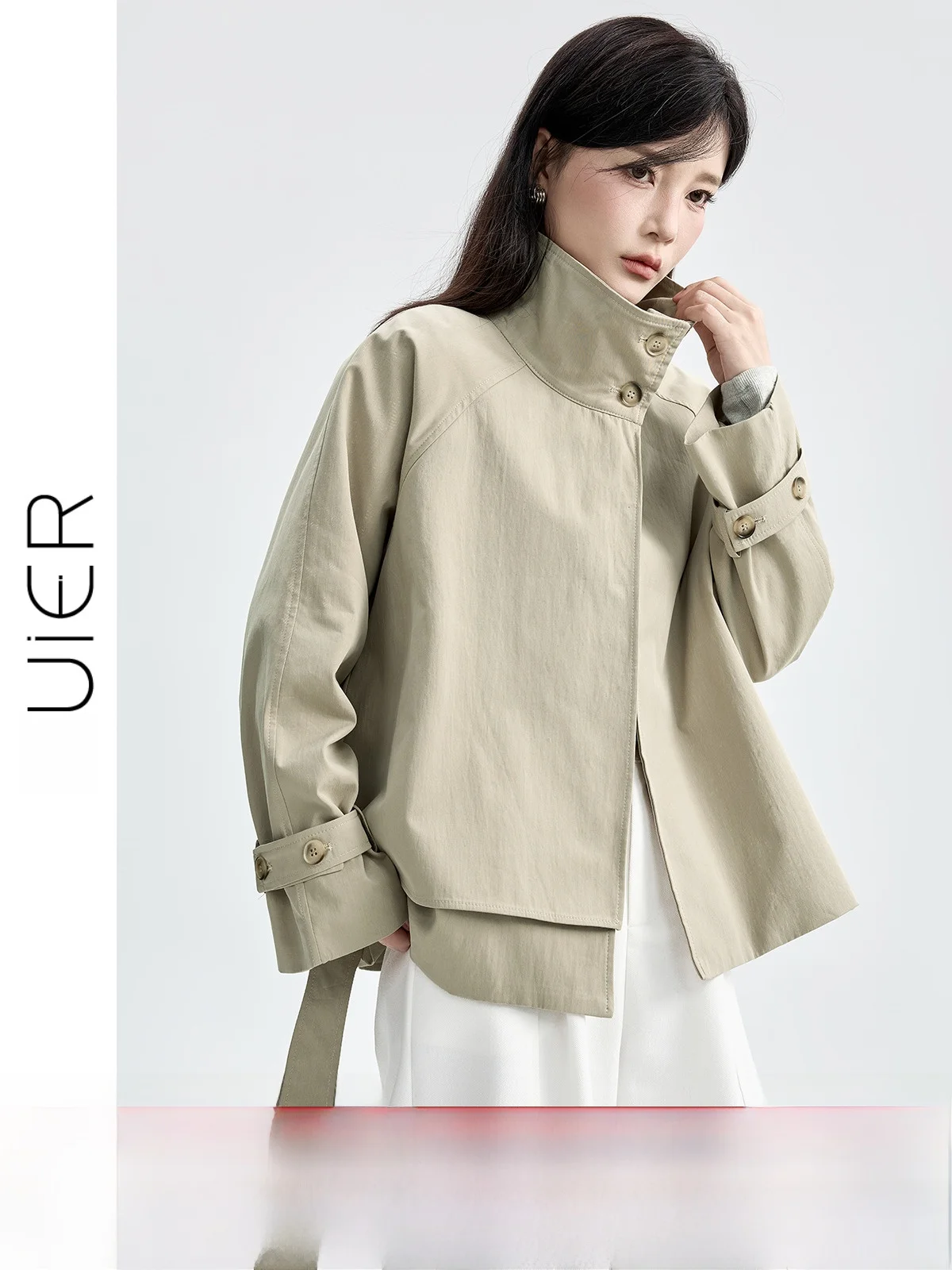 

Guier ort Sle Women's Jaet Coat Casual Loose Fit Upperwear Retro High End Single Button Closure Long Sve Color