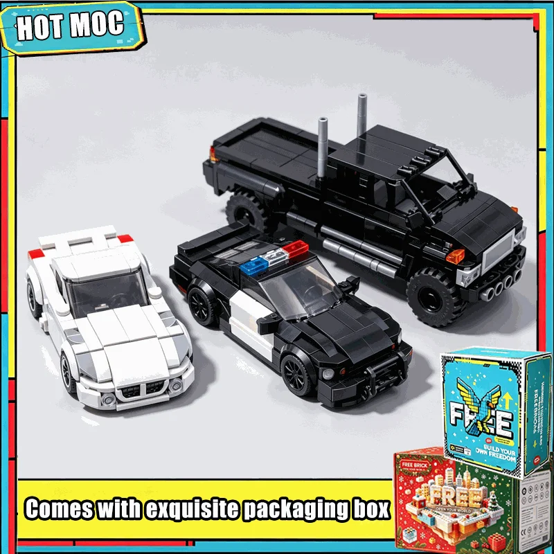 1206PCS MOC Sci Fi Robot Car Series Sports Car Police Car Pickup Truck Model Custom Puzzle Building Blocks DIY Assembly Toy Gift